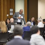 Speaker addresses attendees during a Water Urgency Roundtable discussion.