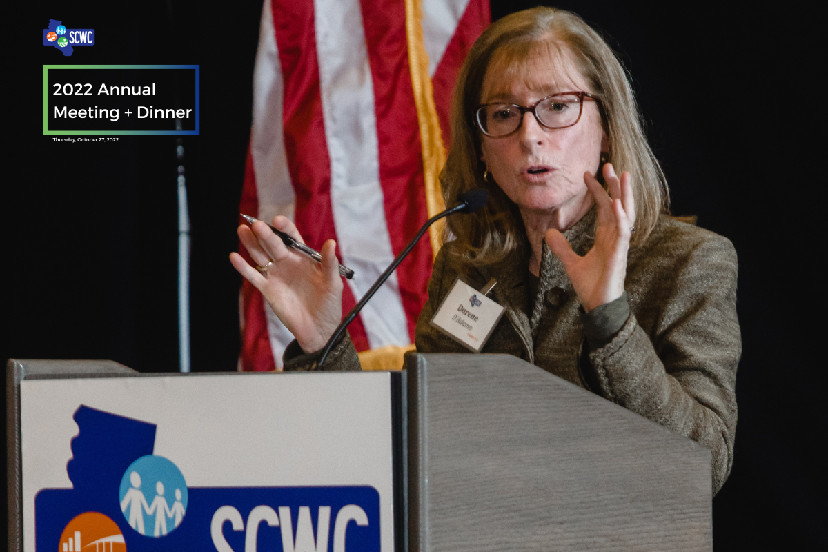 Dorene D'Adamo, Vice Chair, State Water Resources Control Board, makes keynote remarks at the SCWC Annual Dinner at the Long Beach Hilton on Oct. 27, 2022.